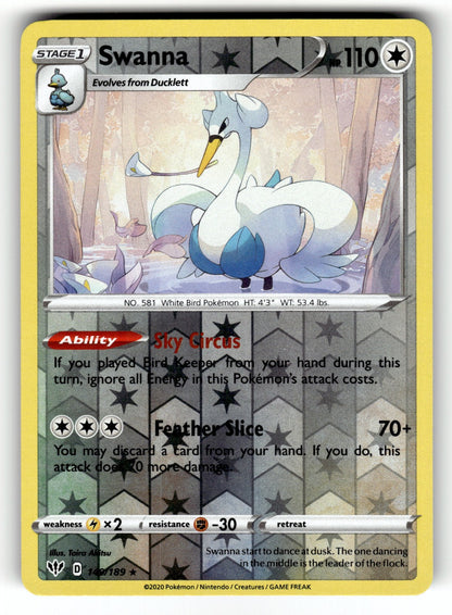 Swanna – 149/189 SWSH03: SWSH03: Darkness Ablaze Rare Reverse Holo NM