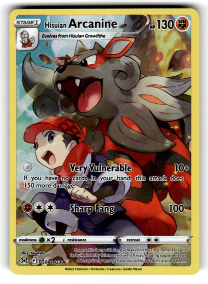 Hisuian Arcanine – TG08/TG30 SWSH11: TG: SWSH11: Lost Origin Trainer Gallery Ultra Rare Holo NM
