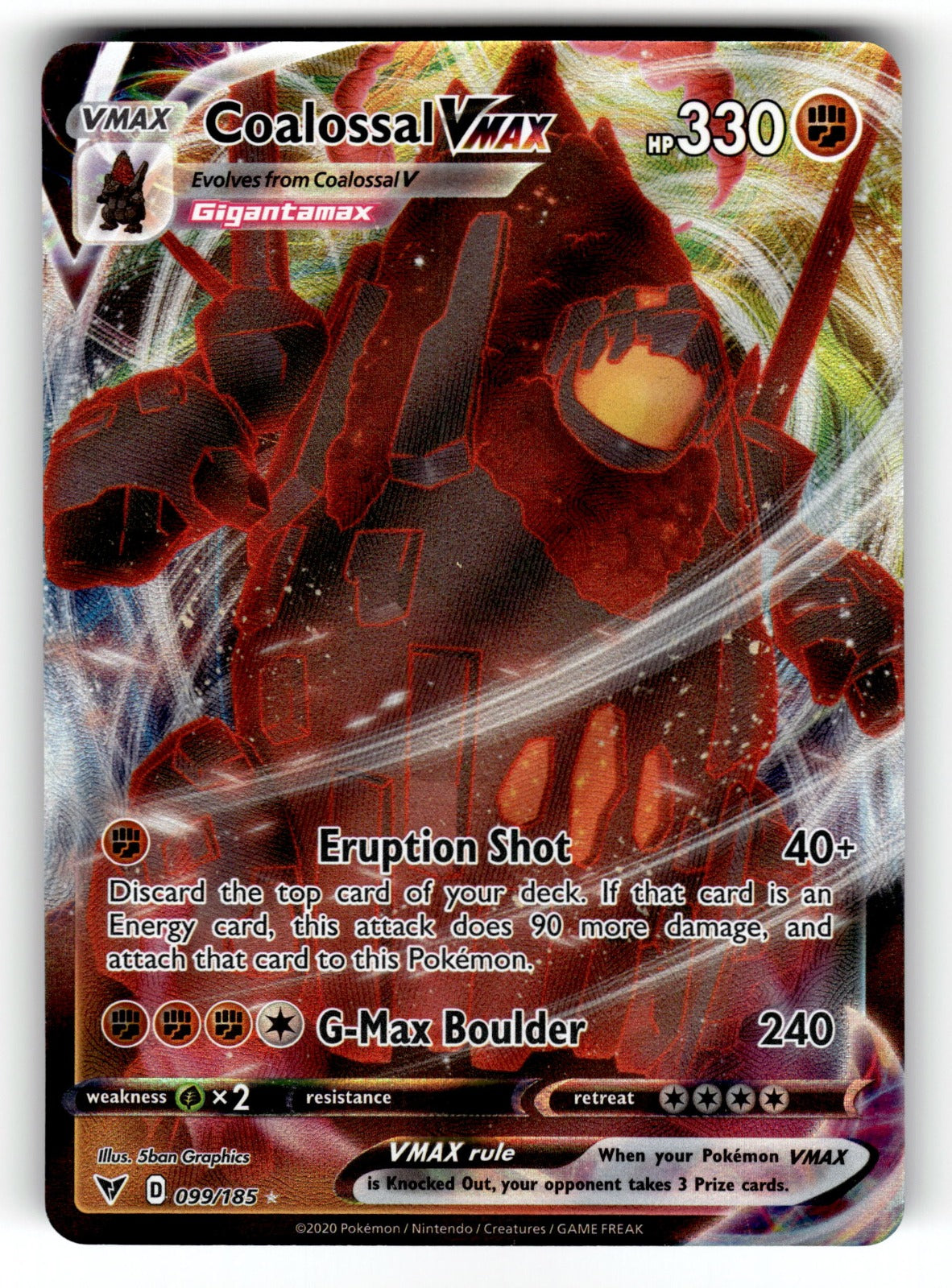 Coalossal VMAX – 099/185 SWSH04: SWSH04: Vivid Voltage Ultra Rare Holo NM