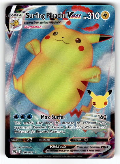 Surfing Pikachu VMAX – 009/025 CLB: Celebrations Ultra Rare Holo NM