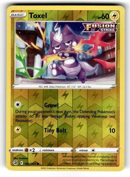 Toxel (106) – 106/264 SWSH08: SWSH08: Fusion Strike Common Reverse Holo NM