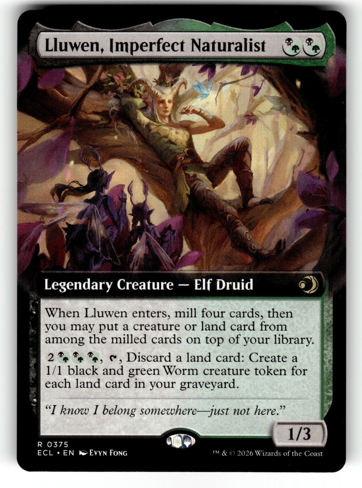 Lluwen, Imperfect Naturalist (Extended Art) – 375 ECL: Lorwyn Eclipsed R NM