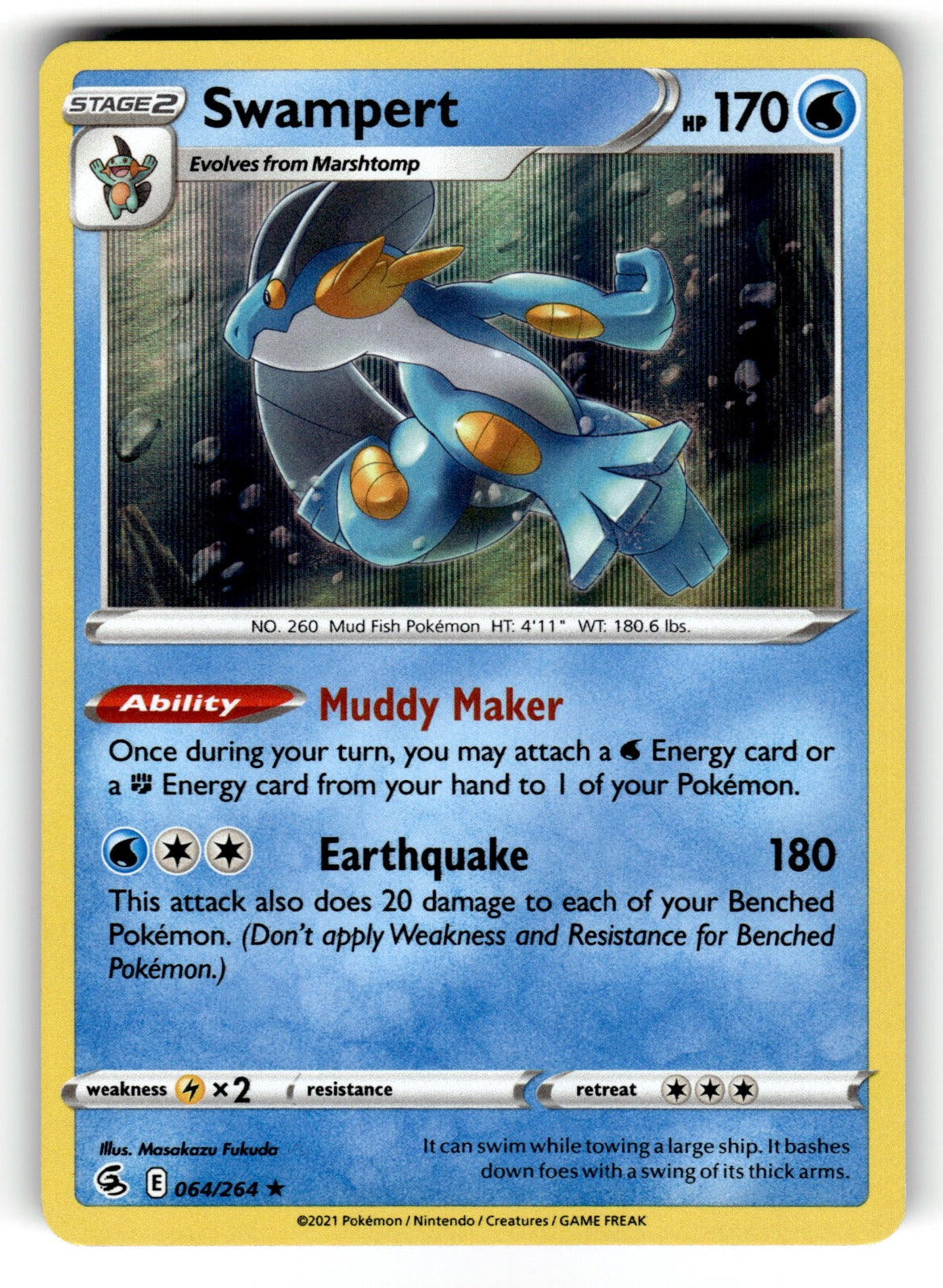 Swampert – 064/264 SWSH08: SWSH08: Fusion Strike Holo Rare NM