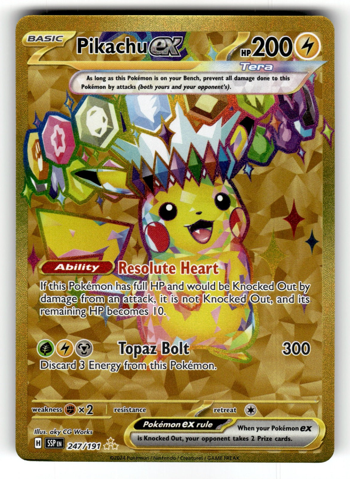 Pikachu ex – 247/191 SSP: SV08: Surging Sparks Hyper Rare Holo NM