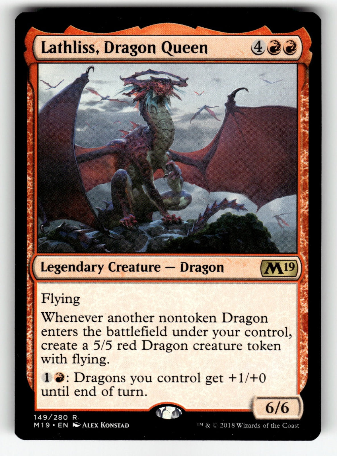 Lathliss, Dragon Queen – 149 M19: Core Set 2019 R NM