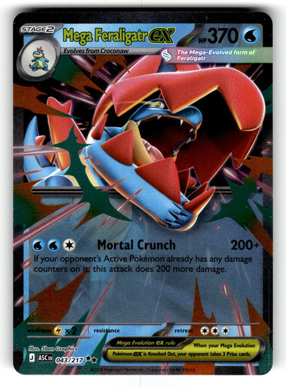Mega Feraligatr ex – 043/217 ASC: ME: Ascended Heroes Double Rare Holo NM