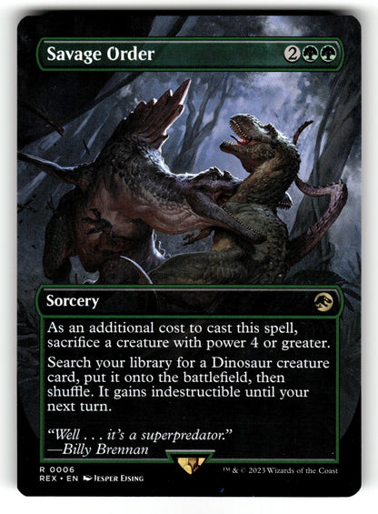 Savage Order (Borderless) – 6 REX: Universes Beyond: Jurassic World Collection R NM