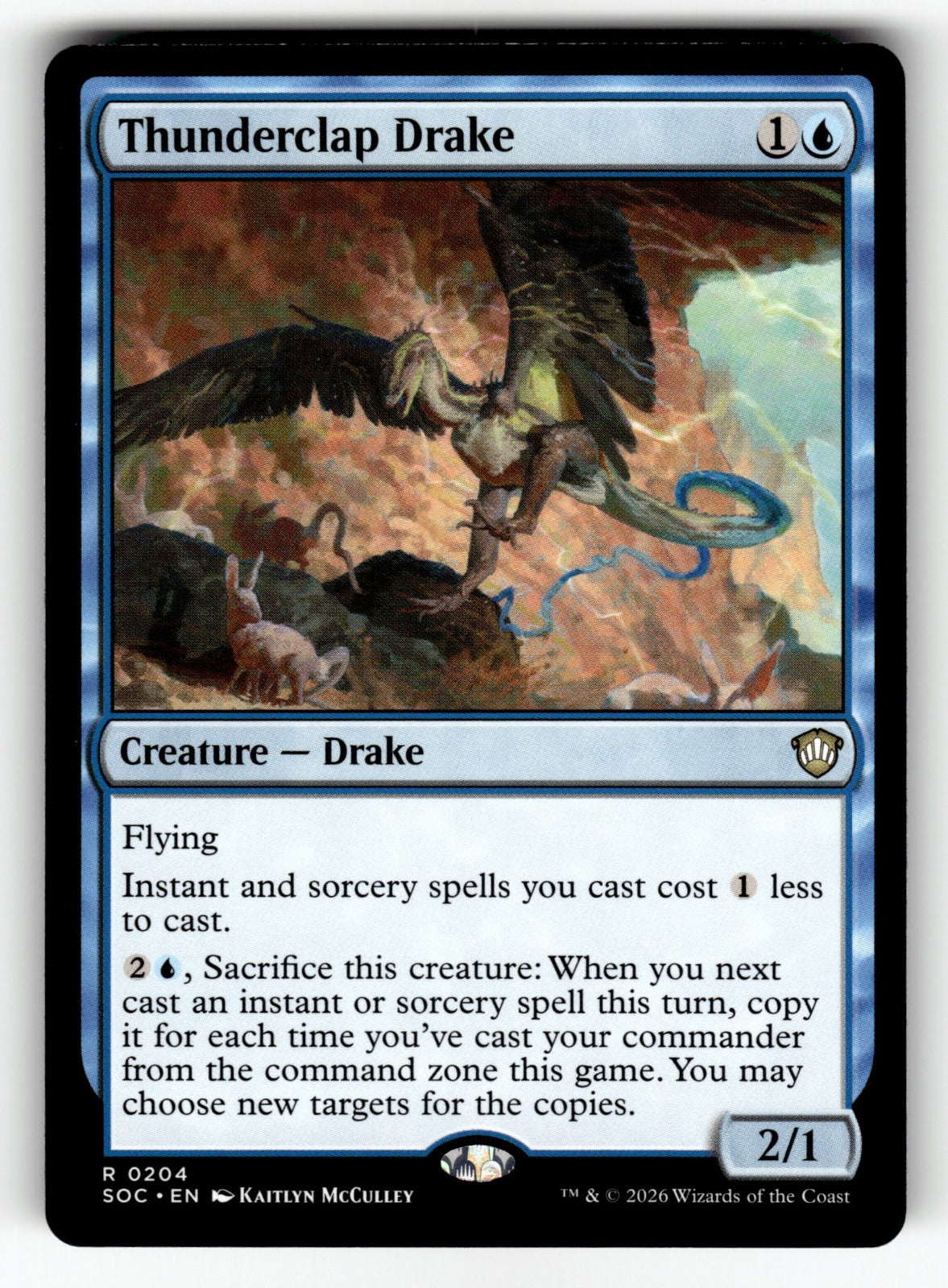 Thunderclap Drake – 204 SOC: Commander: Secrets of Strixhaven R NM