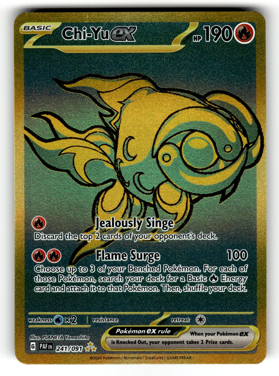 Chi-Yu ex – 241/091 PAF: SV: Paldean Fates Hyper Rare Holo NM