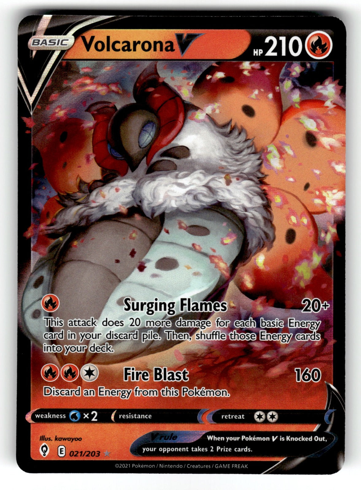 Volcarona V – 021/203 SWSH07: SWSH07: Evolving Skies Ultra Rare Holo NM