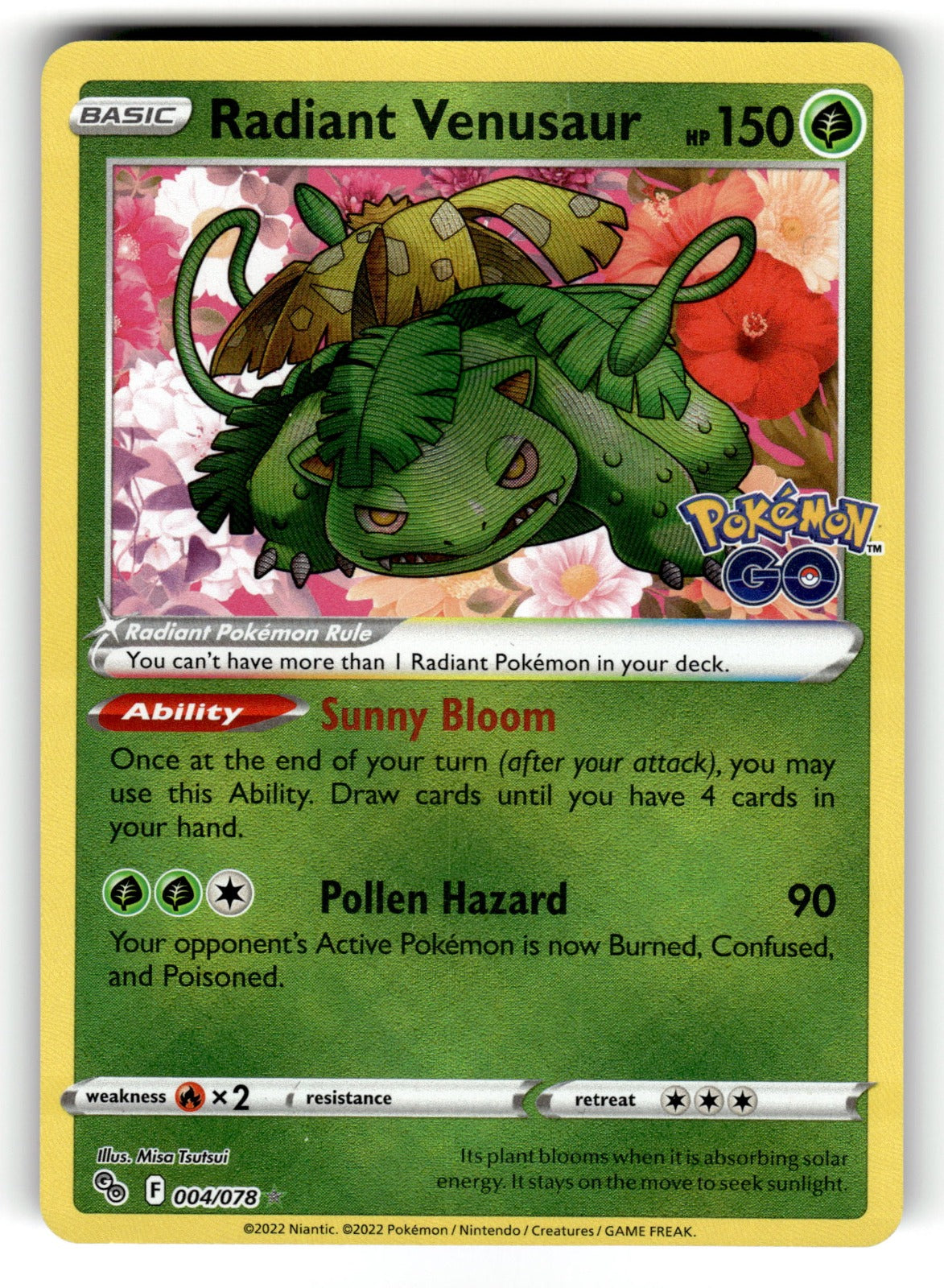 Radiant Venusaur – 004/078 PGO: Pokemon GO Radiant Rare Holo NM