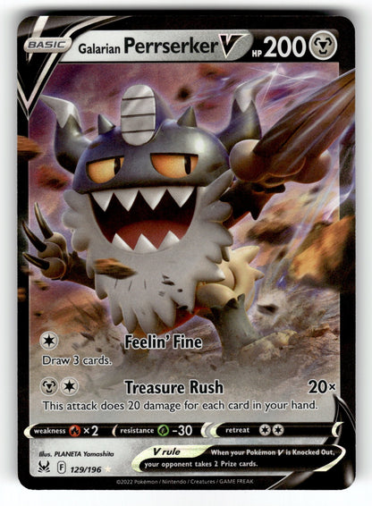 Galarian Perrserker V – 129/196 SWSH11: SWSH11: Lost Origin Ultra Rare Holo NM