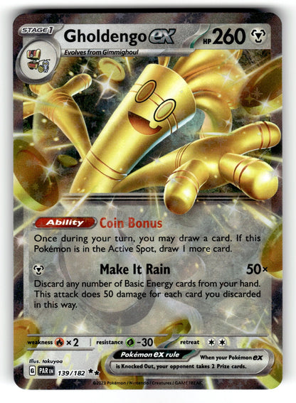 Gholdengo ex - 139/182 PAR: SV04: Paradox Rift Double Rare Holo NM