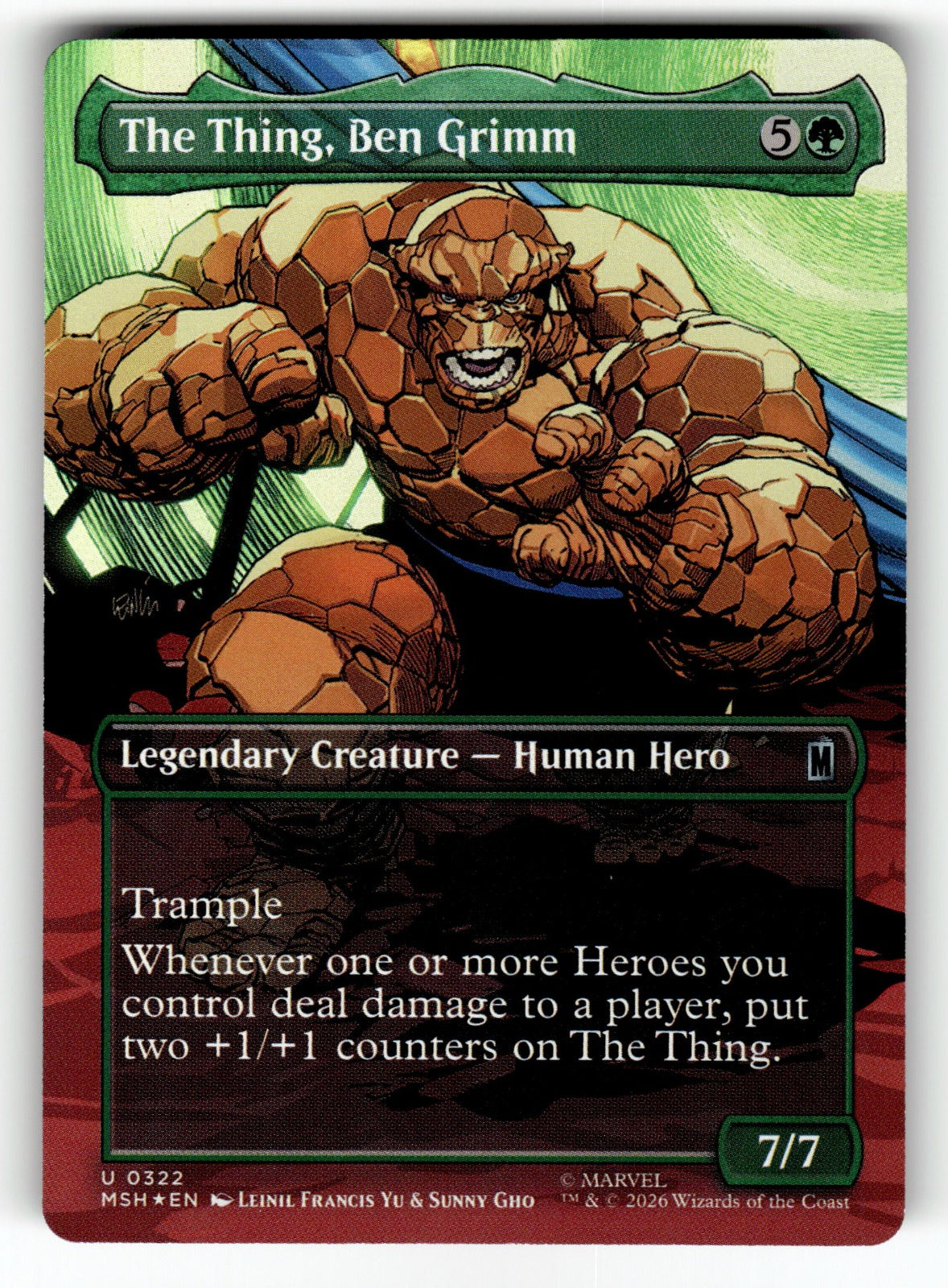The Thing, Ben Grimm (Borderless) – 322 MSH: Marvel Super Heroes U Foil NM
