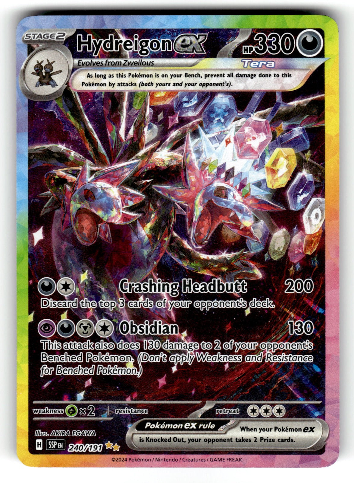 Hydreigon ex – 240/191 SSP: SV08: Surging Sparks Special Illustration Rare Holo NM