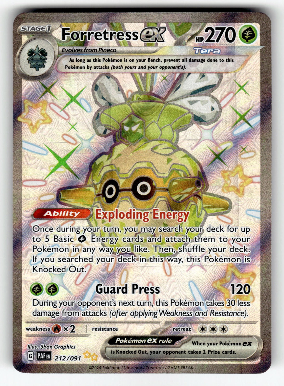 Forretress ex – 212/091 PAF: SV: Paldean Fates Shiny Ultra Rare HoloNM