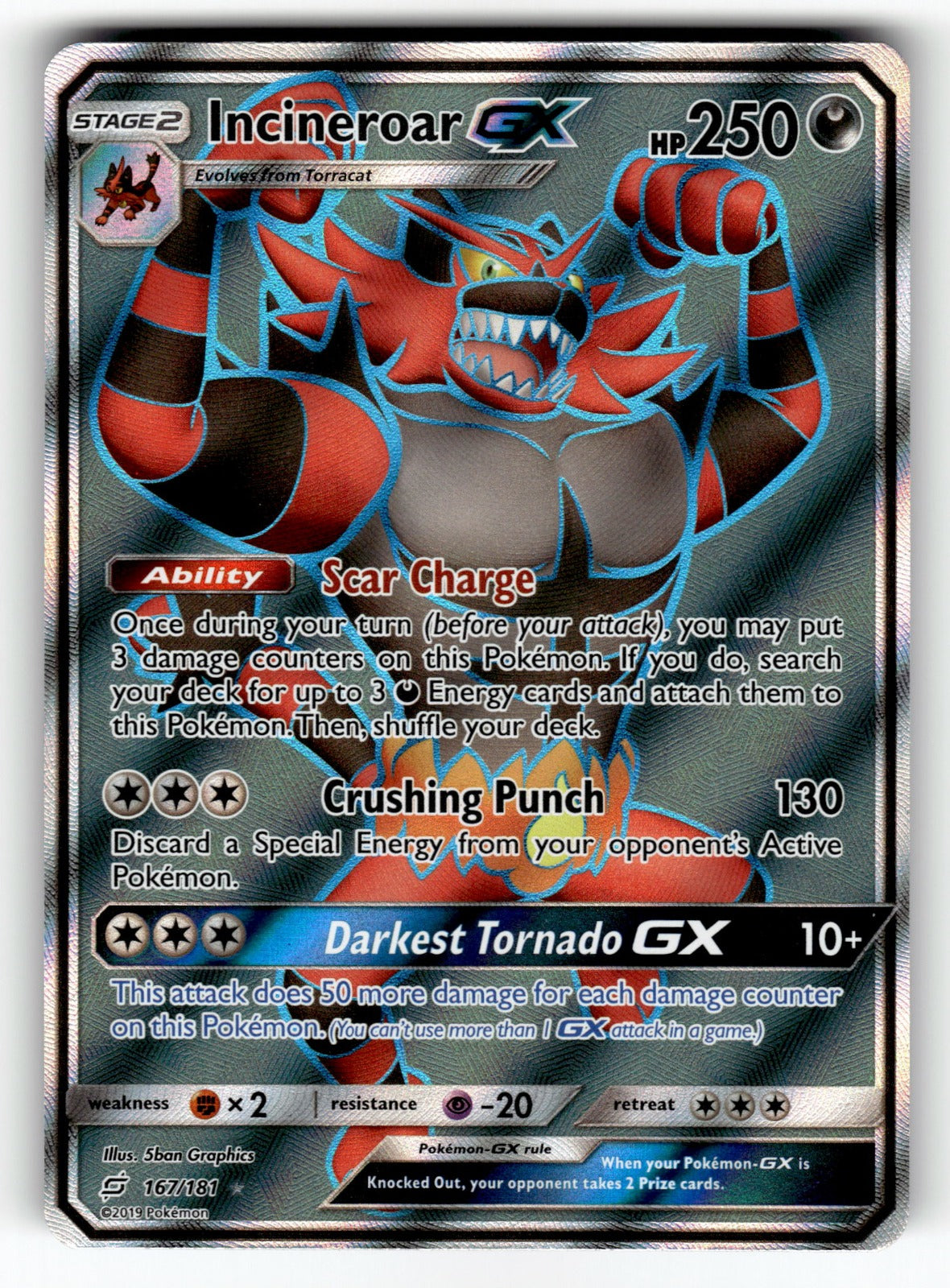 Incineroar GX (Full Art) – 167/181 SM9: SM - Team Up Ultra Rare HoloNM