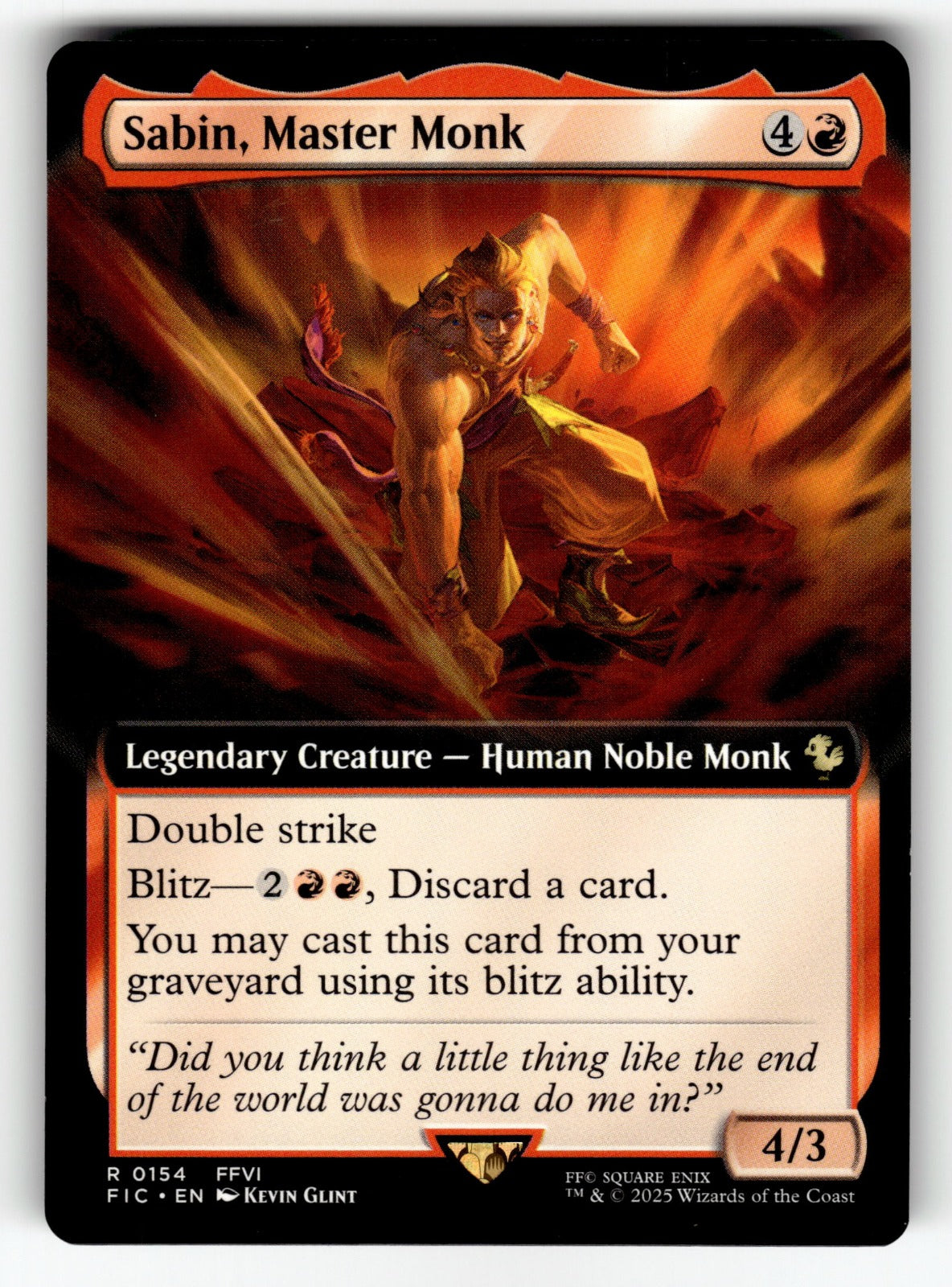 Sabin, Master Monk (Extended Art) – 154 FIC: Commander: FINAL FANTASY R NM