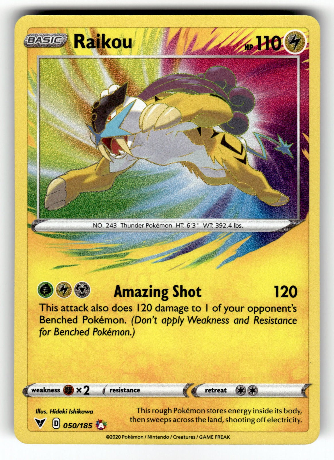 Raikou - 050/185 SWSH04: SWSH04: Vivid Voltage Amazing Rare Holo NM