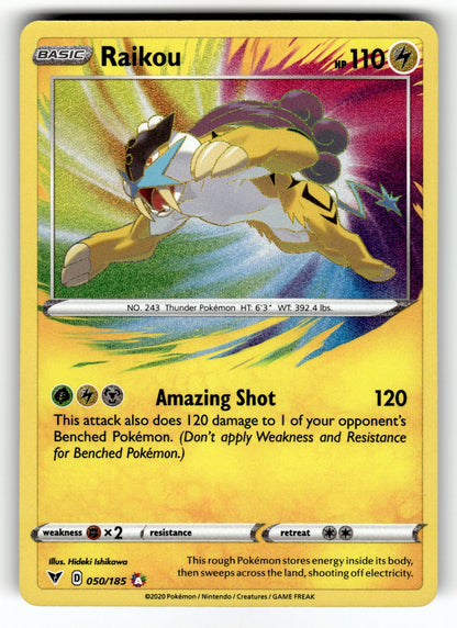 Raikou - 050/185 SWSH04: SWSH04: Vivid Voltage Amazing Rare Holo NM