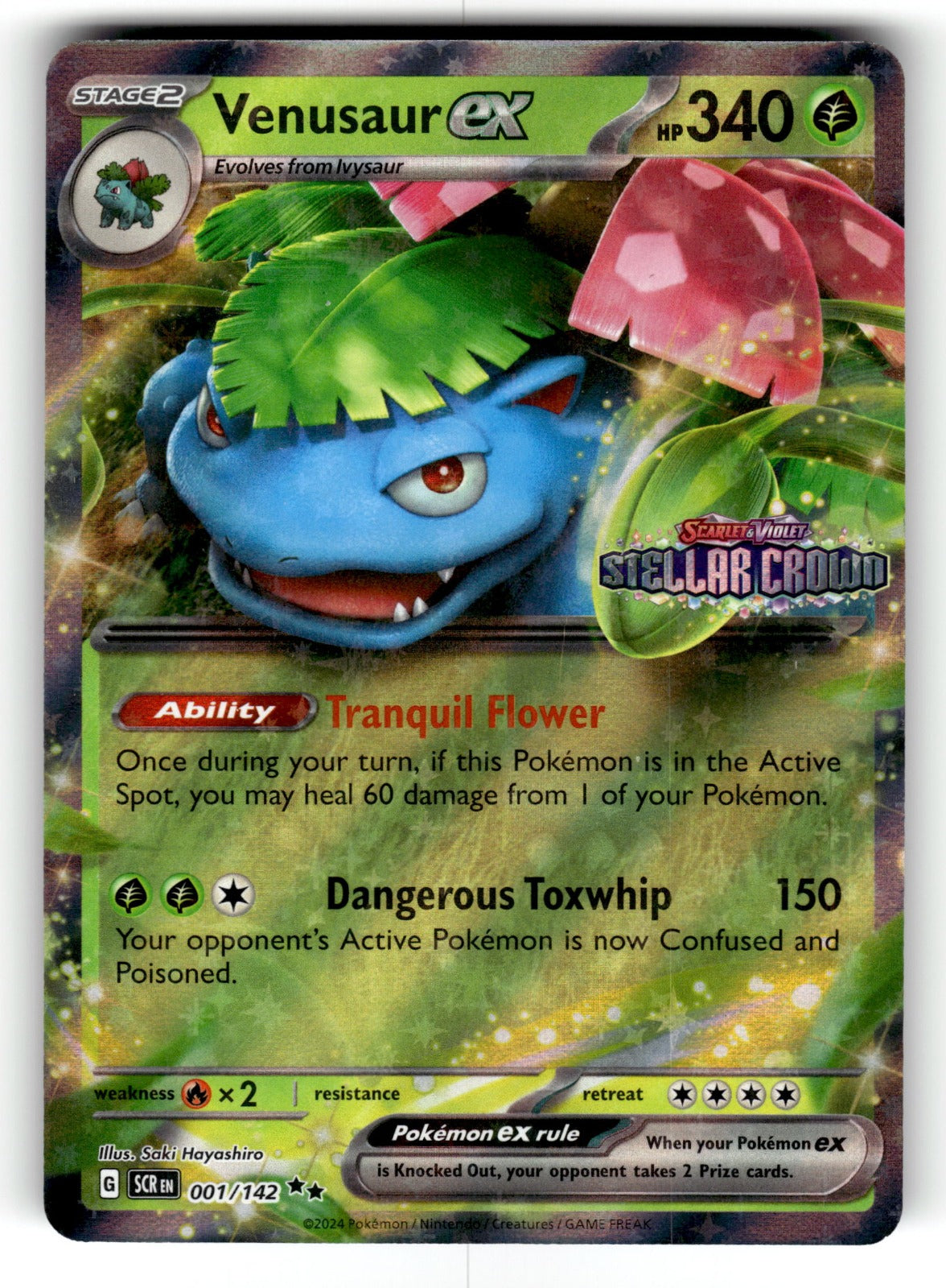 Venusaur ex (Stellar Crown Stamp) – 001/142 MCAP: Miscellaneous Cards & Products Double Rare Holo NM