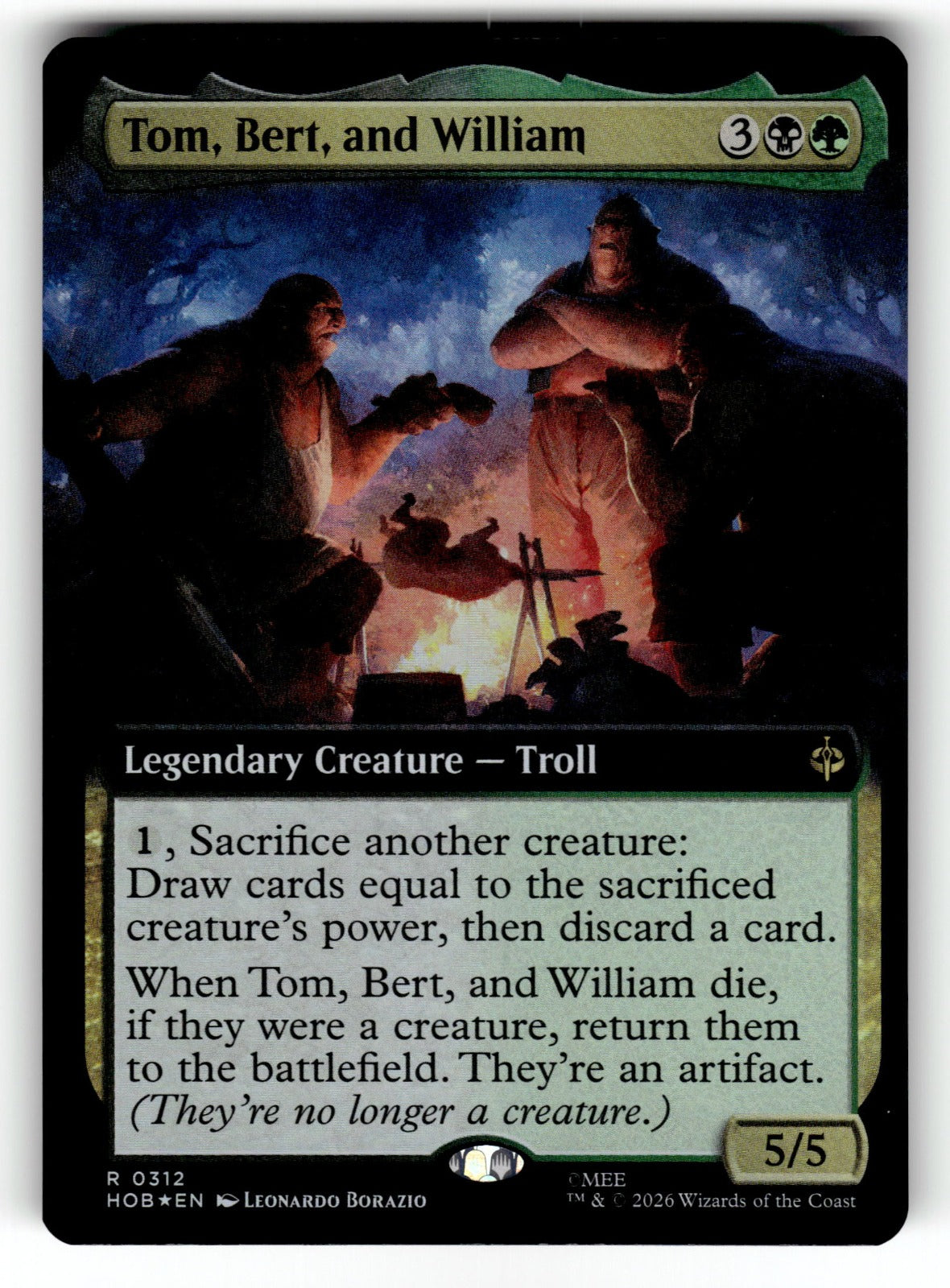 Tom, Bert, and William (Extended Art) – 312 HOB: The Hobbit R Foil NM