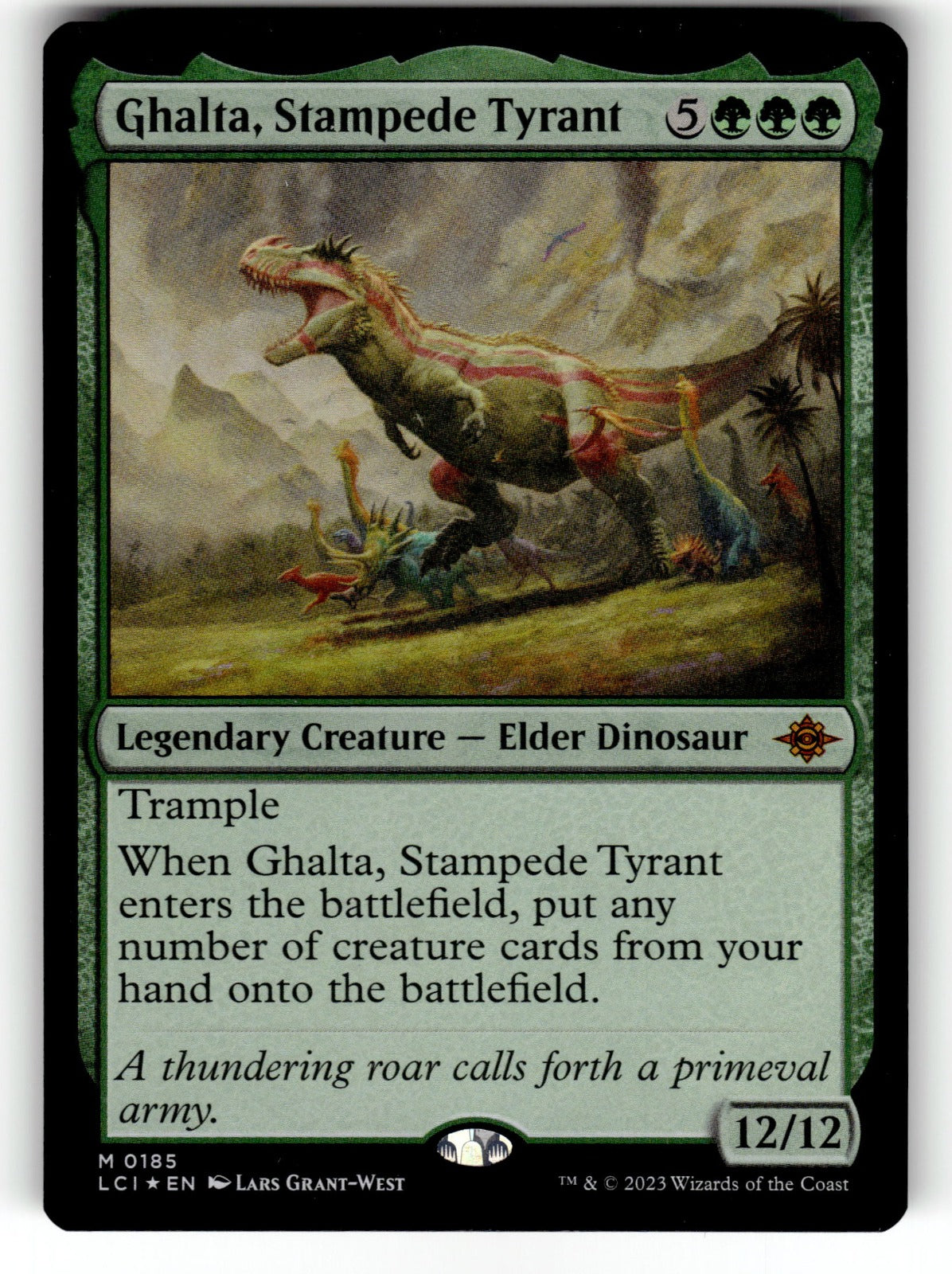 Ghalta, Stampede Tyrant – 185 LCI: The Lost Caverns of Ixalan M Foil NM