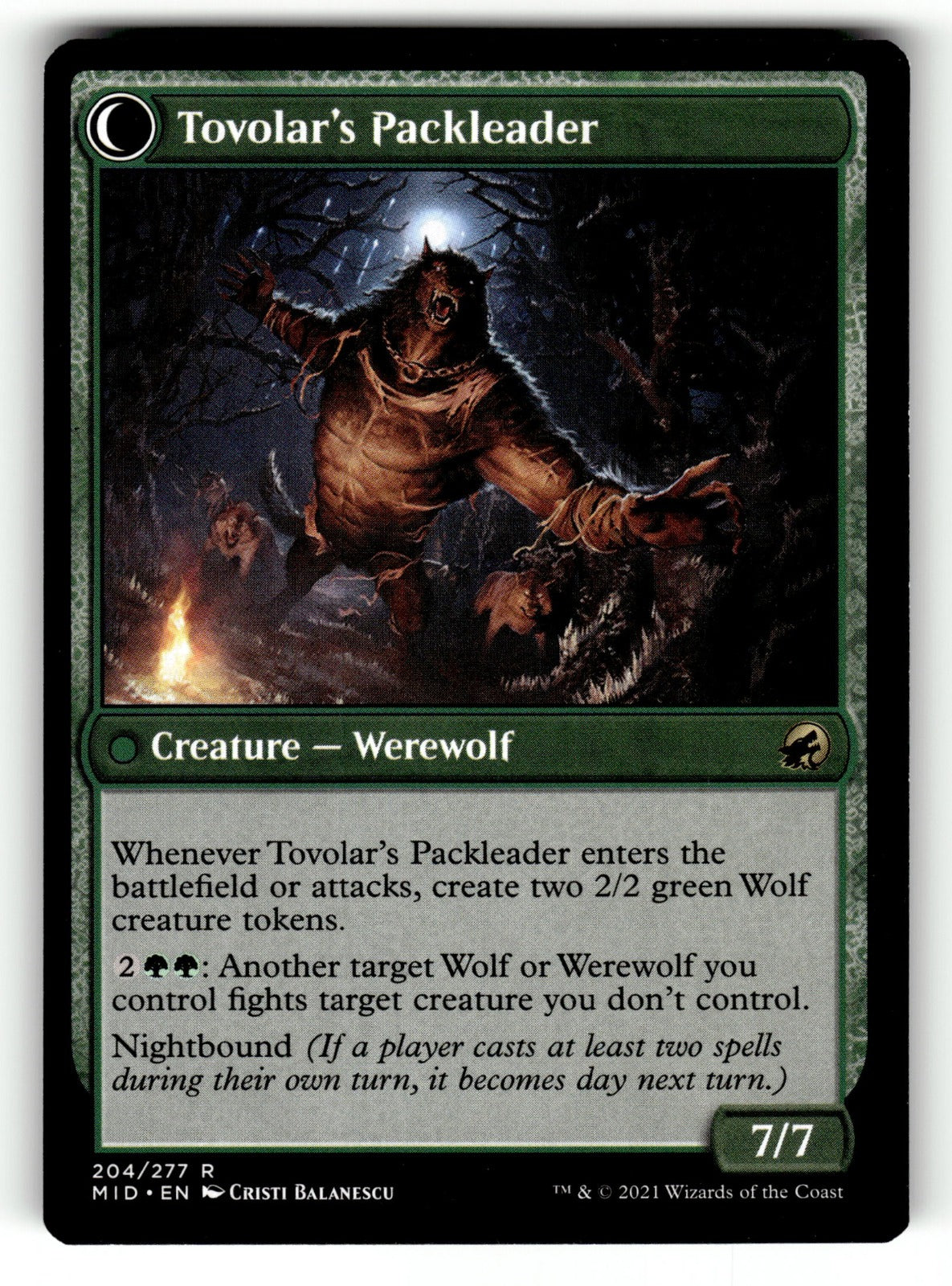 Tovolar's Huntmaster – 204 MID: Innistrad: Midnight Hunt R LP (Back)