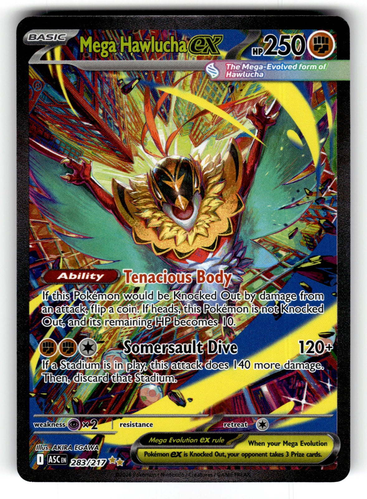 Mega Hawlucha ex – 283/217 ASC: ME: Ascended Heroes Special Illustration Rare Holo NM
