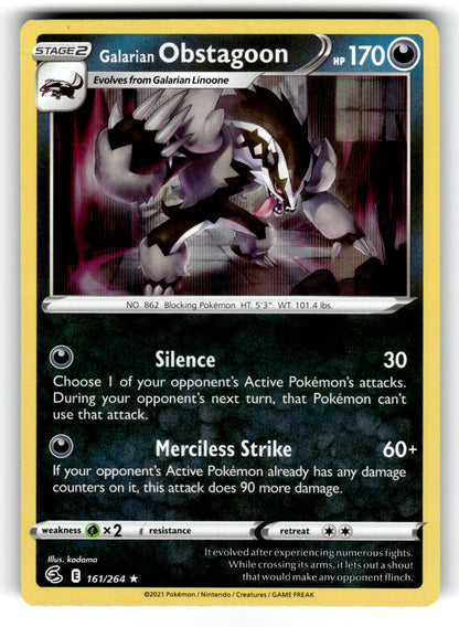 Galarian Obstagoon – 161/264 SWSH08: SWSH08: Fusion Strike Holo Rare NM