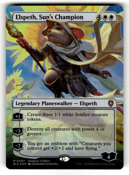 Elspeth, Sun's Champion (Borderless) – 97 BLC: Commander: Bloomburrow M Foil LP