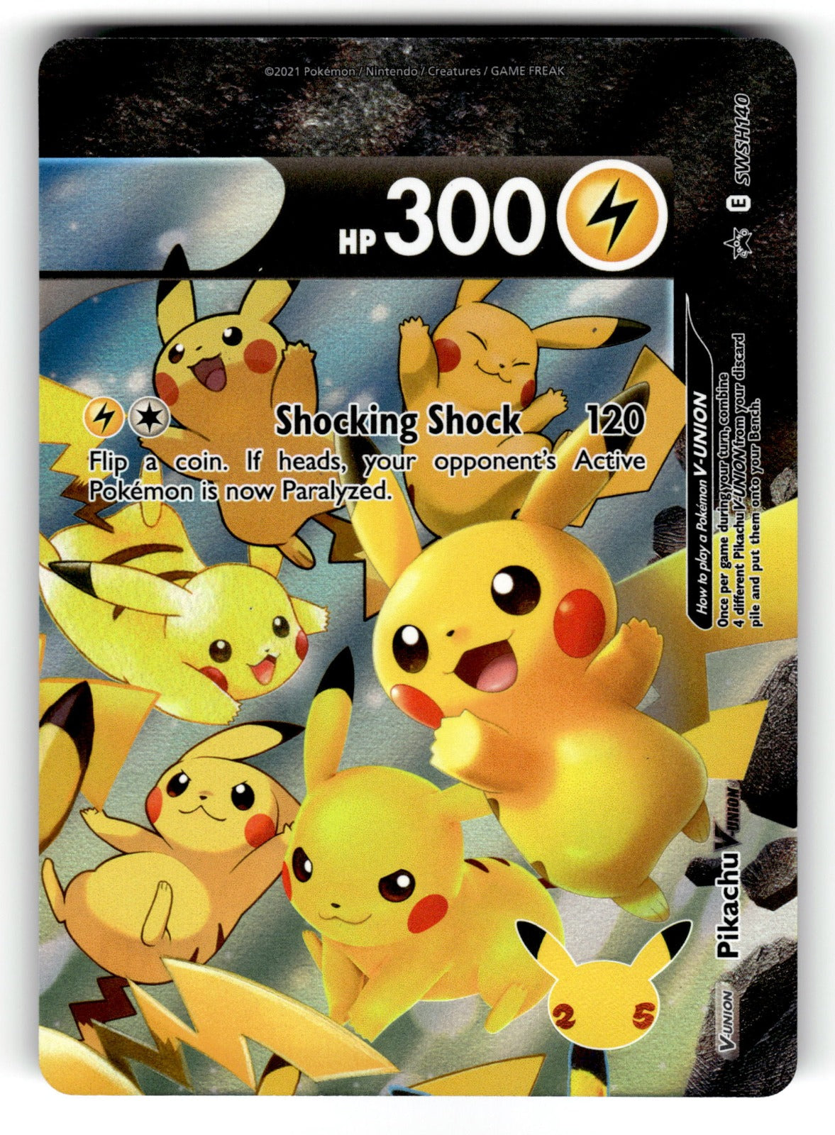 Pikachu V-Union – SWSH140 SWSD: SWSH: Sword & Shield Promo Cards Promo Holo LP