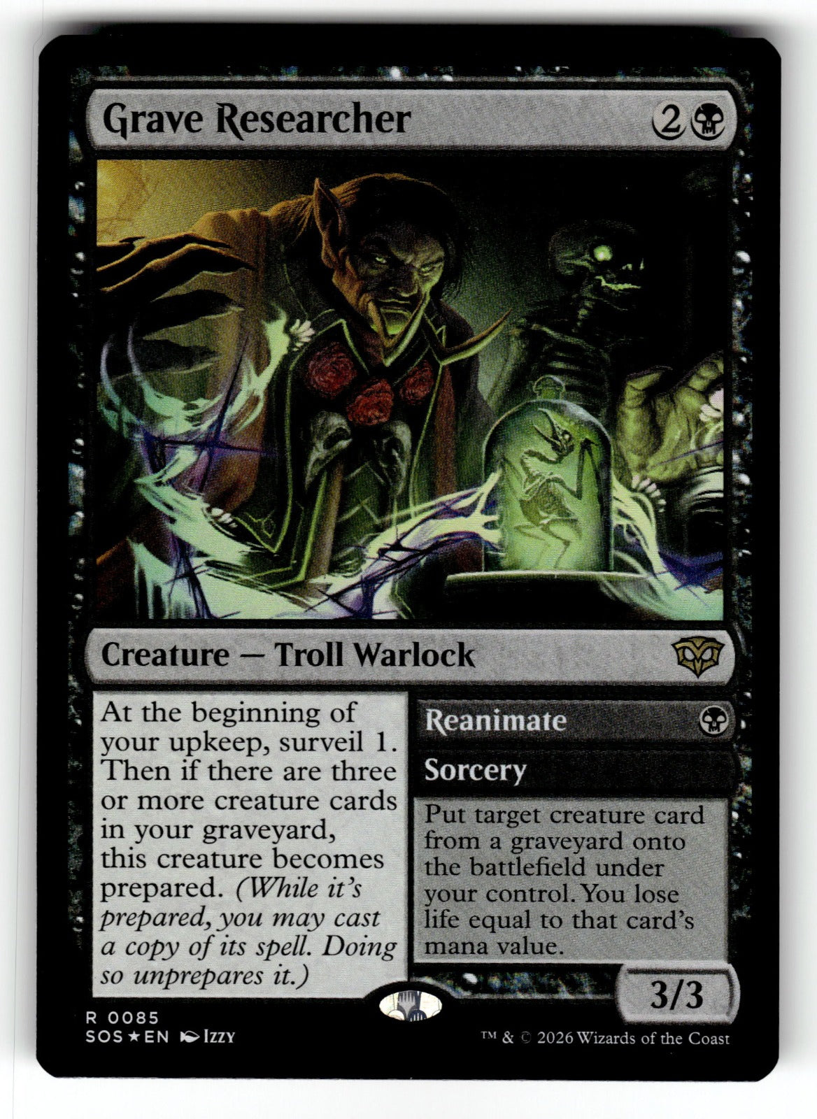 Grave Researcher – 85 SOS: Secrets of Strixhaven R Foil NM