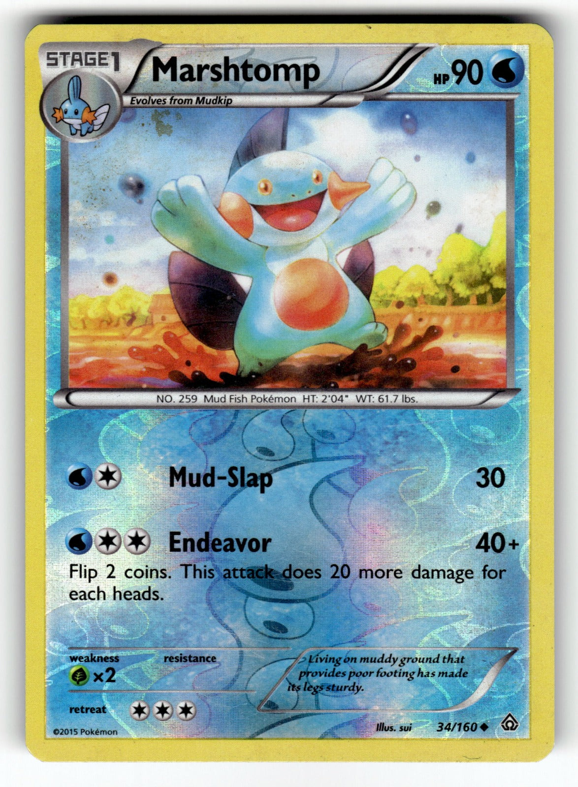 Marshtomp – 34/160 PRC: XY - Primal Clash Uncommon Reverse Holo LP