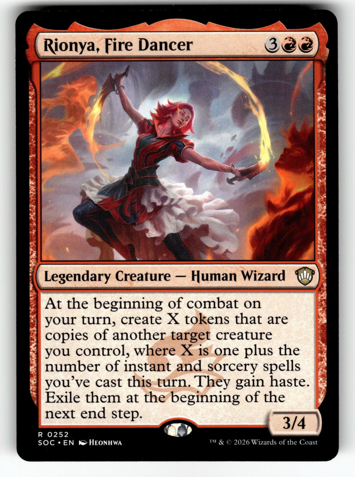 Rionya, Fire Dancer – 252 SOC: Commander: Secrets of Strixhaven R NM