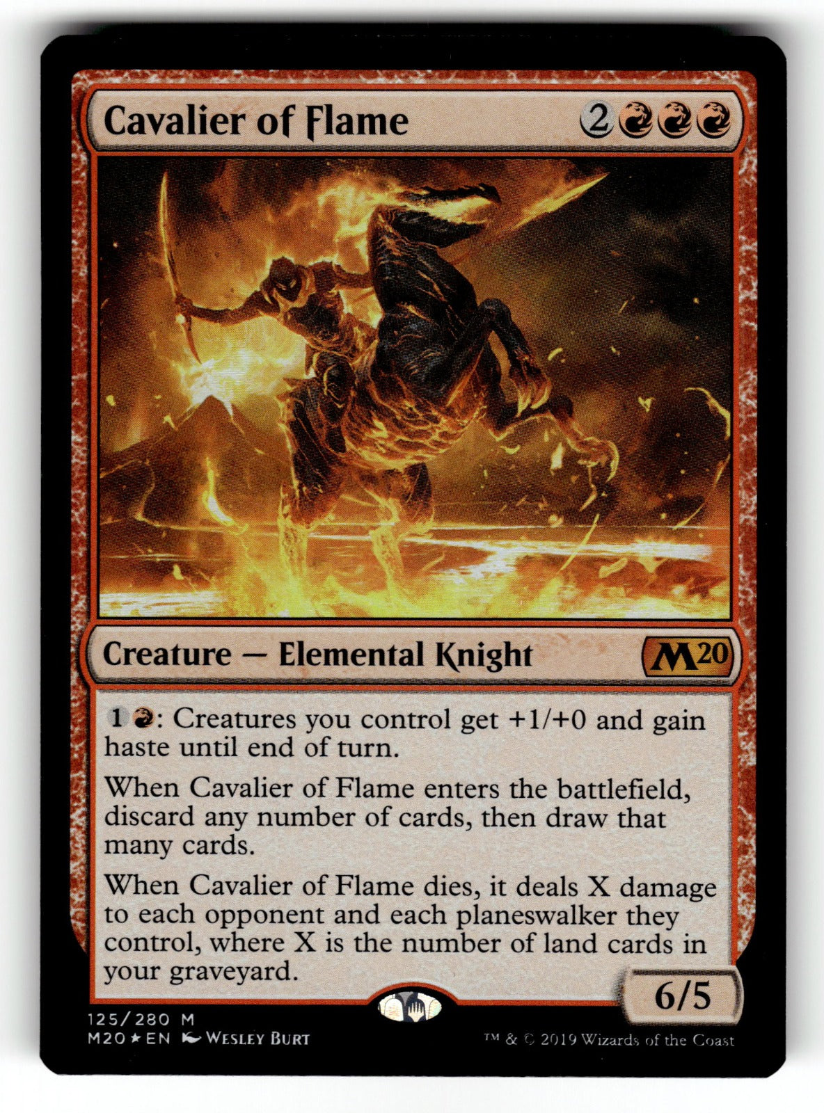 Cavalier of Flame – 125 M20: Core Set 2020 M Foil LP