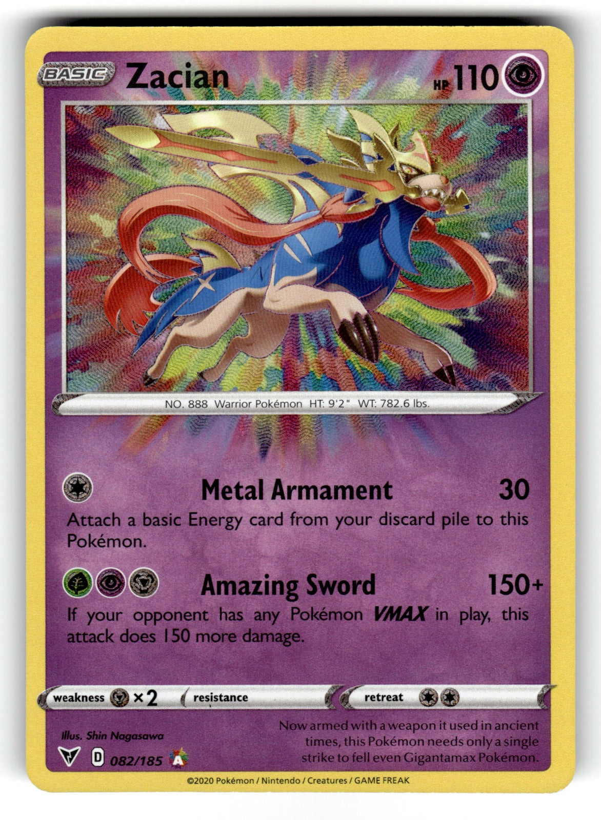 Zacian – 082/185 SWSH04: SWSH04: Vivid Voltage Amazing Rare HoloNM