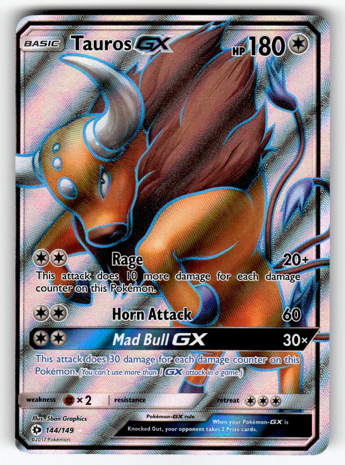 Tauros GX (Full Art) – 144/149 SM01: SM Base Set Ultra Rare Holo LP