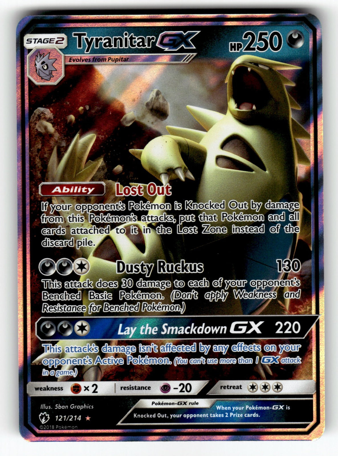 Tyranitar GX – 121/214 SM8: SM - Lost Thunder Ultra Rare HoloMP