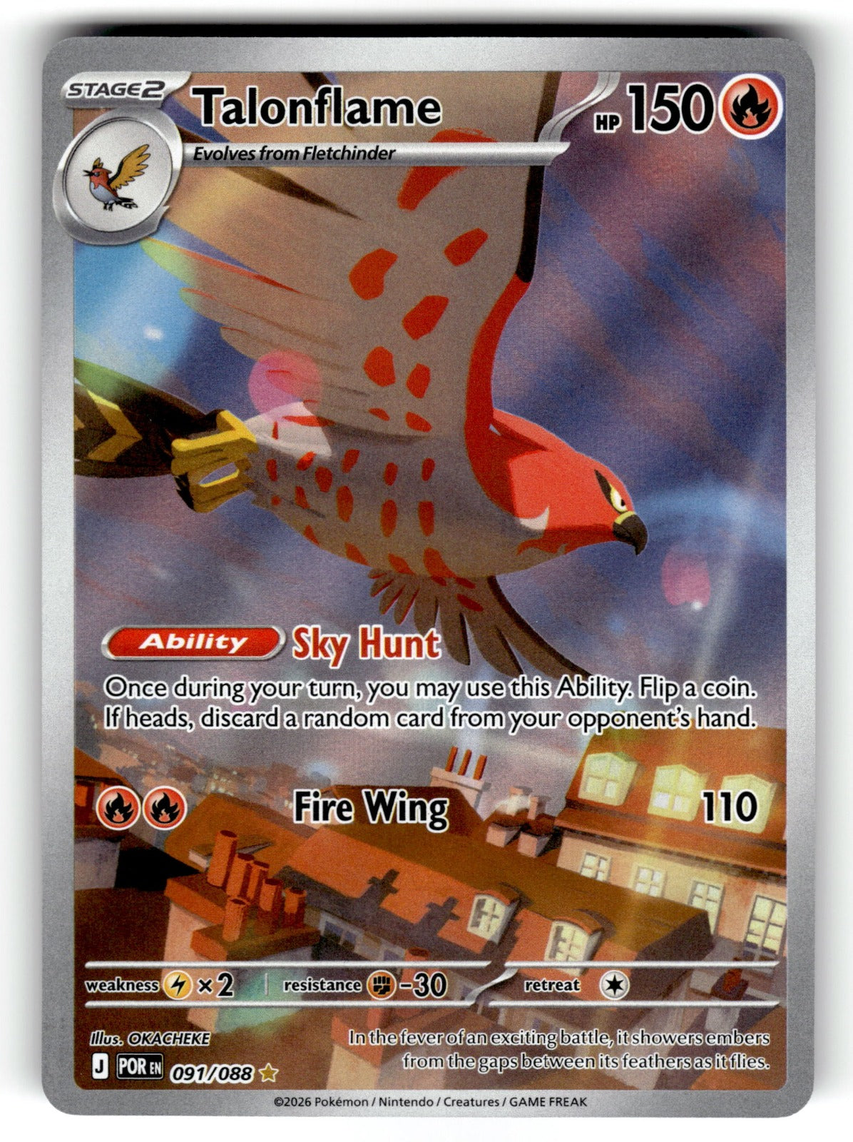 Talonflame – 091/088 POR: ME03: Perfect Order Illustration Rare Holo NM