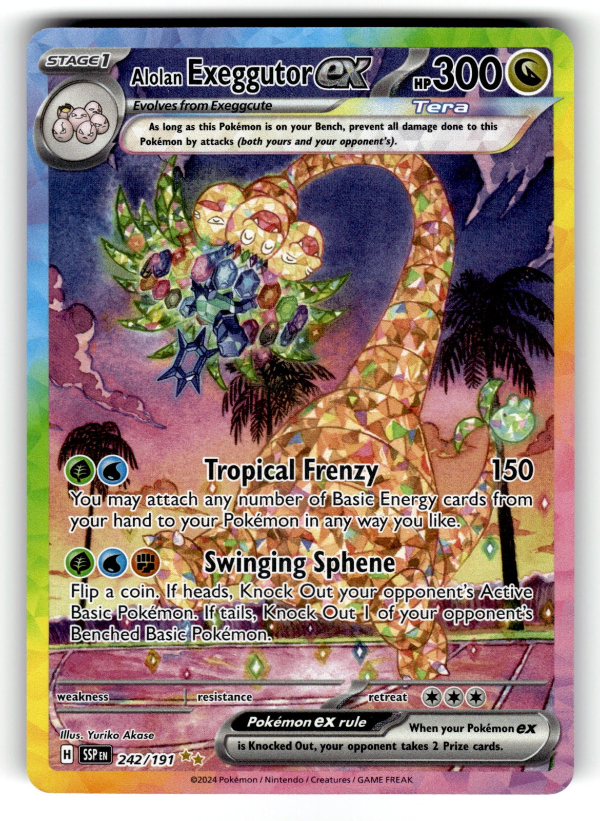 Alolan Exeggutor ex – 242/191 SSP: SV08: Surging Sparks Special Illustration Rare HoloMP