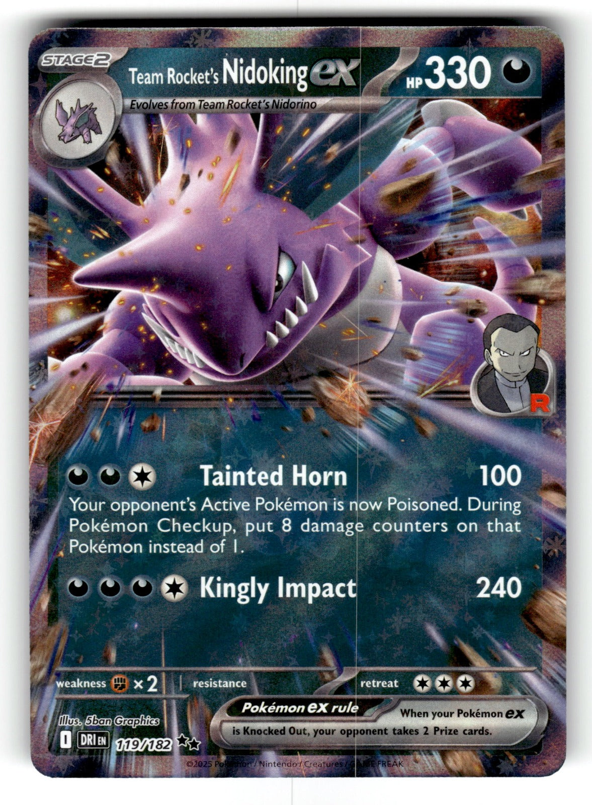 Team Rocket's Nidoking ex – 119/182 DRI: SV10: Destined Rivals Double Rare Holo NM