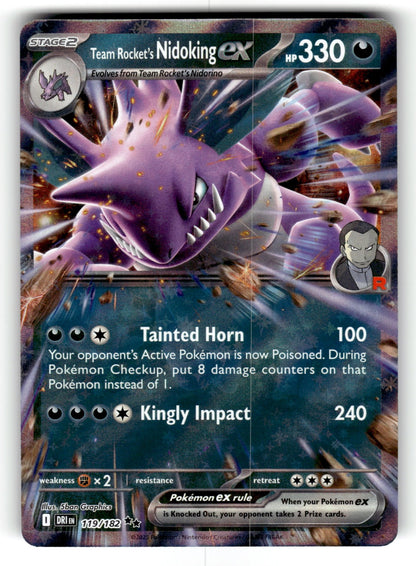 Team Rocket's Nidoking ex – 119/182 DRI: SV10: Destined Rivals Double Rare Holo NM