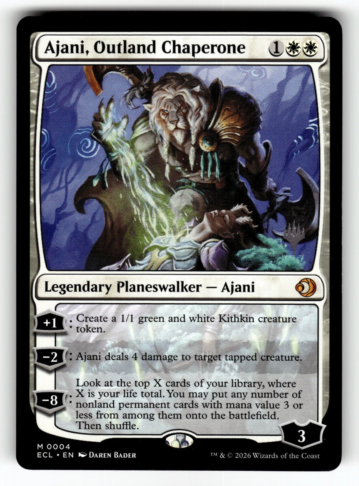 Ajani, Outland Chaperone – 4 PPECL: Promo Pack: Lorwyn Eclipsed M NM