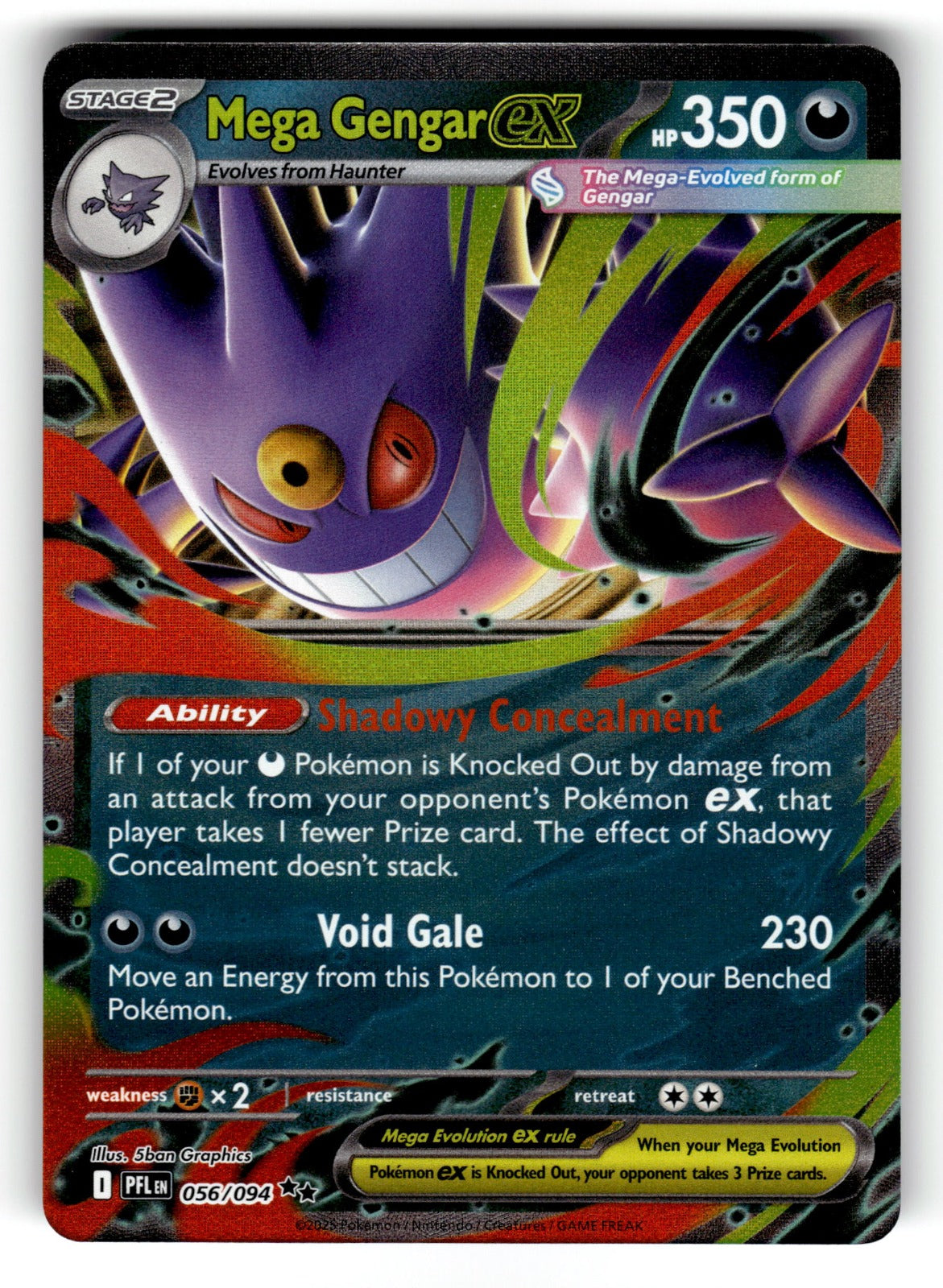 Mega Gengar ex – 056/094 PFL: ME02: Phantasmal Flames Double Rare Holo NM