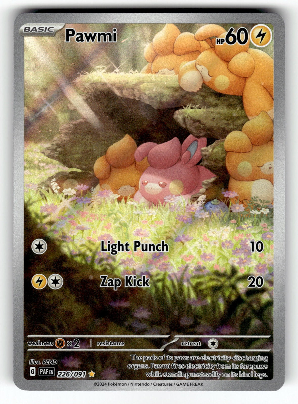 Pawmi – 226/091 PAF: SV: Paldean Fates Illustration Rare HoloNM
