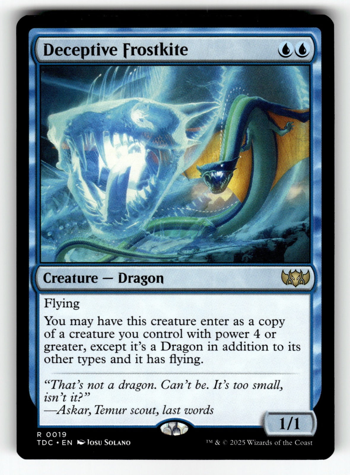 Deceptive Frostkite – 19 TDC: Commander: Tarkir: Dragonstorm R NM
