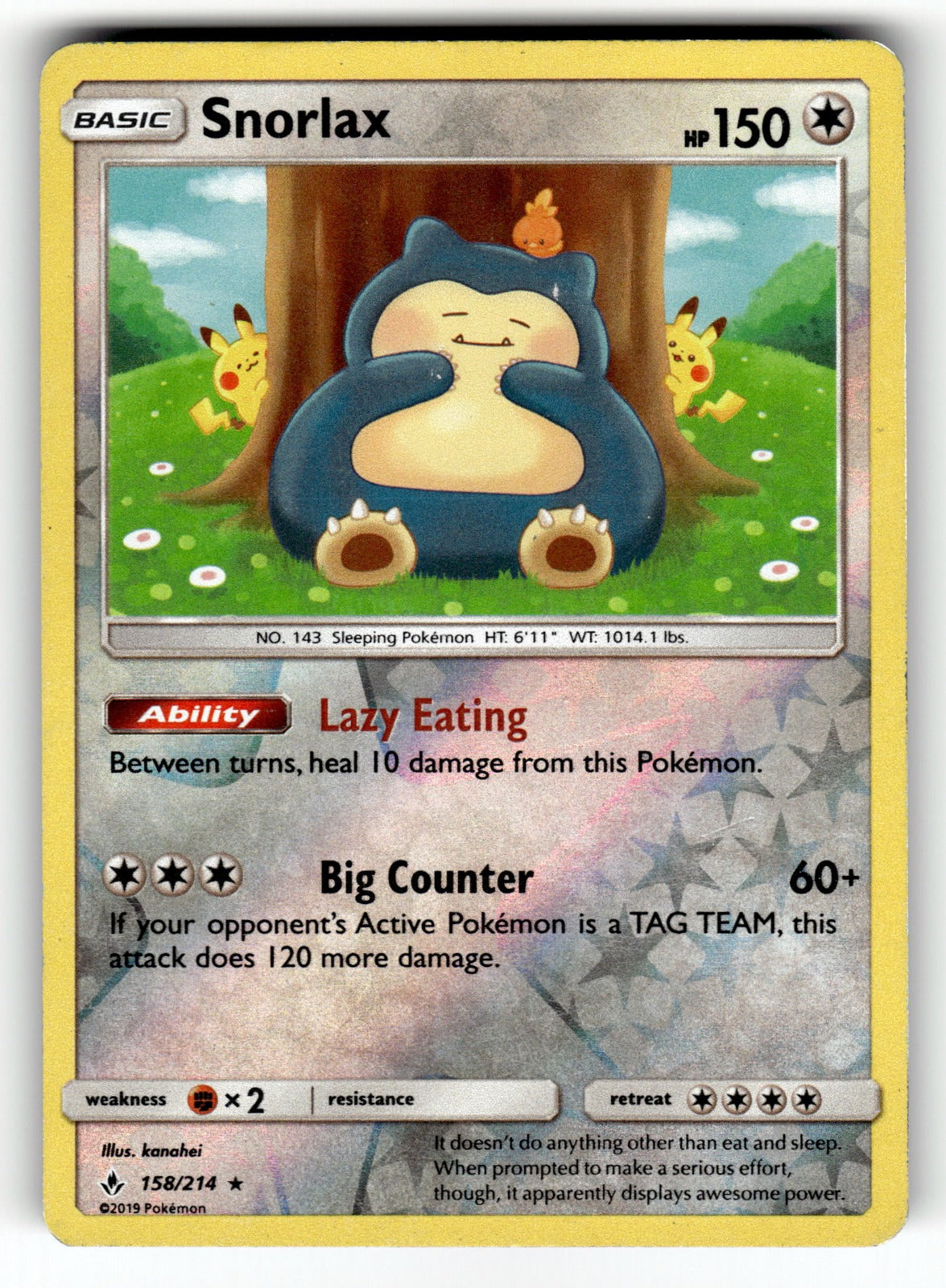 Snorlax – 158/214 SM10: SM - Unbroken Bonds Holo Rare HoloMP