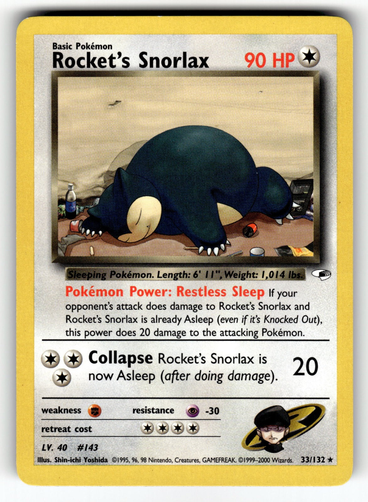 Rocket's Snorlax – 033/132 G1: Gym Heroes Rare UnlimitedLP