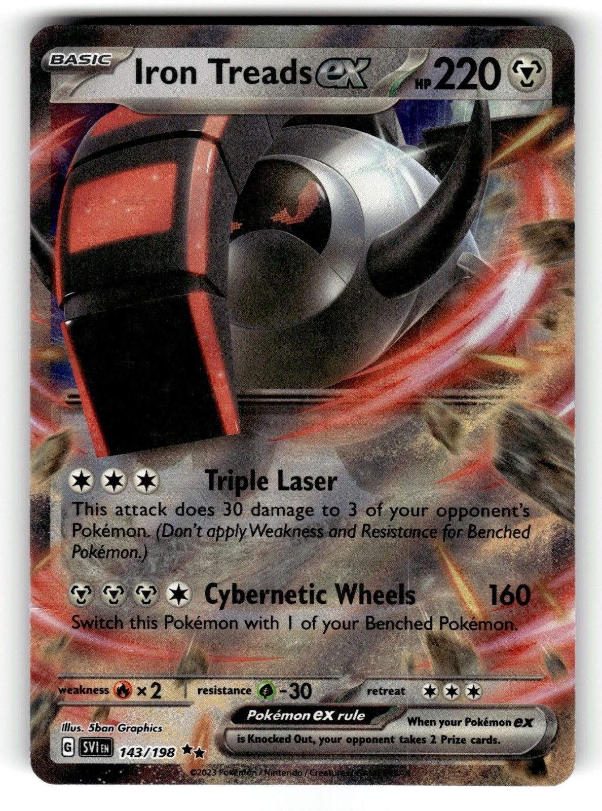 Iron Treads ex - – 143/198 SVI: SV01: Scarlet & Violet Base Set Double Rare Holo NM